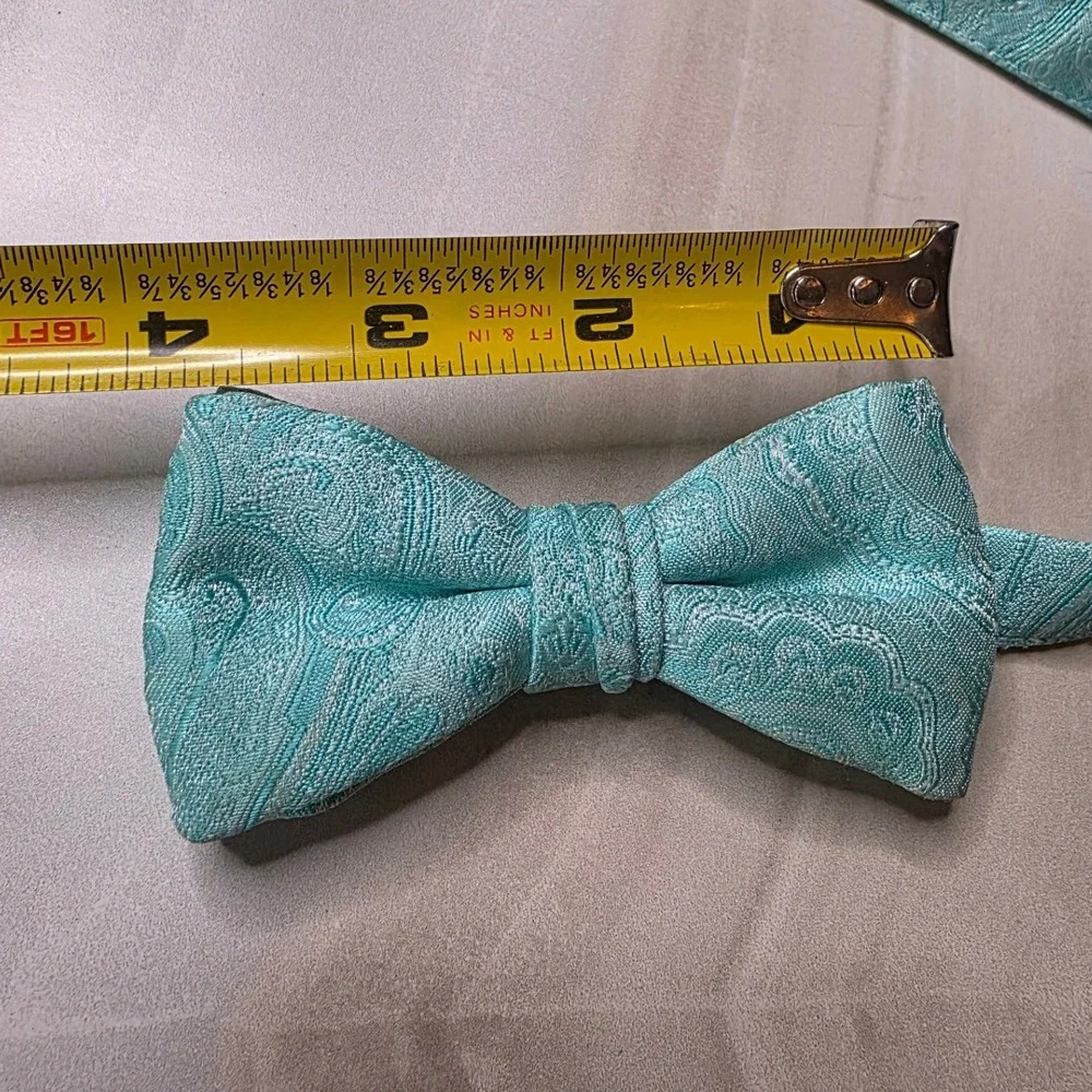 Mens‎ Aqua Blue Paisley Bow Tie Adjustable Pre-Tied Formal Wedding Turquoise D1